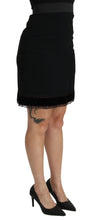 Black A-line High Waist Mini Viscose Skirt Dolce & Gabbana