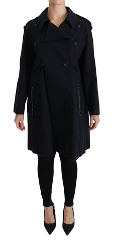 Coat Blue Cotton Women Trench Jacket Dolce & Gabbana