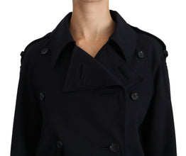 Coat Blue Cotton Women Trench Jacket Dolce & Gabbana