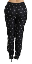 Black Printed Mid Waist Skinny Silk Pants Dolce & Gabbana