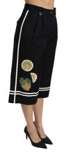 Black Lemon Embellished Palazzo Cropped Pants Dolce & Gabbana