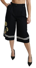 Black Lemon Embellished Palazzo Cropped Pants Dolce & Gabbana
