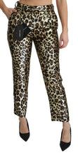 Brown Leopard Sequined High Waist Pants Dolce & Gabbana