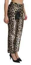 Brown Leopard Sequined High Waist Pants Dolce & Gabbana