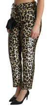 Brown Leopard Sequined High Waist Pants Dolce & Gabbana