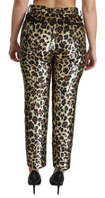 Brown Leopard Sequined High Waist Pants Dolce & Gabbana