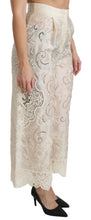 Cream Lace High Waist Palazzo Cropped Pants Dolce & Gabbana