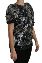 Black Sequined Crystal Embellished Top Blouse Dolce & Gabbana
