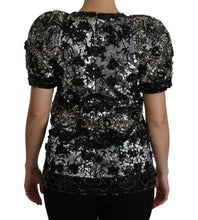 Black Sequined Crystal Embellished Top Blouse Dolce & Gabbana
