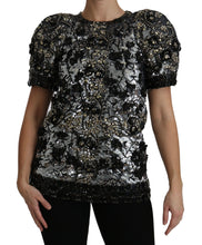 Black Sequined Crystal Embellished Top Blouse Dolce & Gabbana