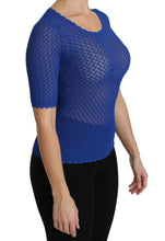 Blue See Through Round Neck Top Viscose Blouse Dolce & Gabbana
