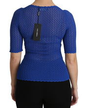 Blue See Through Round Neck Top Viscose Blouse Dolce & Gabbana