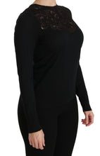 Black Silk Lace Crew Neck Long Sleeve Blouse Dolce & Gabbana