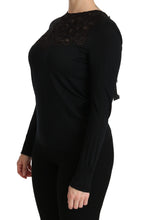 Black Silk Lace Crew Neck Long Sleeve Blouse Dolce & Gabbana