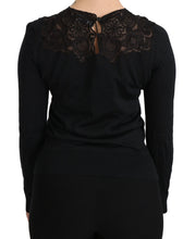 Black Silk Lace Crew Neck Long Sleeve Blouse Dolce & Gabbana