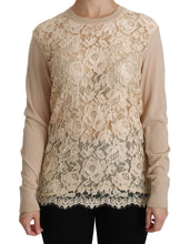 Beige Lace Long Sleeve Top Cashmere Blouse Dolce & Gabbana