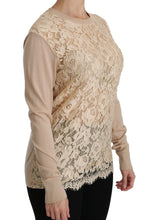 Beige Lace Long Sleeve Top Cashmere Blouse Dolce & Gabbana