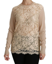 Beige Lace Long Sleeve Top Cashmere Blouse Dolce & Gabbana