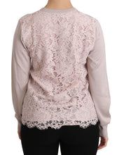 Silk Pink Long Sleeve Lace Top Sweater Dolce & Gabbana