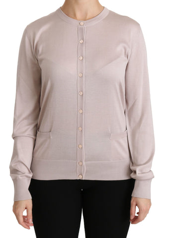 Silk Pink Long Sleeve Lace Top Sweater Dolce & Gabbana
