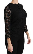 Black Lace Long Sleeve Nylon Blouse Dolce & Gabbana