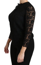 Black Lace Long Sleeve Nylon Blouse Dolce & Gabbana