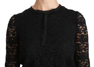 Black Lace Long Sleeve Nylon Blouse Dolce & Gabbana