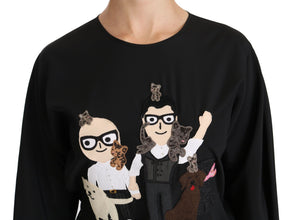 Black #dgfamily Top T-shirt Silk Blouse Dolce & Gabbana
