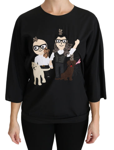 Black #dgfamily Top T-shirt Silk Blouse Dolce & Gabbana