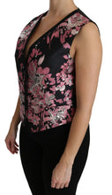 Black Pink Floral Waistcoat Vest Blouse Top Dolce & Gabbana
