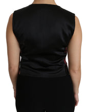 Black Pink Floral Waistcoat Vest Blouse Top Dolce & Gabbana