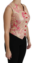 Pink Gold Brocade Waistcoat Vest Blouse Top Dolce & Gabbana