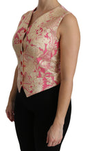 Pink Gold Brocade Waistcoat Vest Blouse Top Dolce & Gabbana