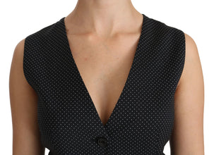 Black Dotted Waistcoat Vest Blouse Top Dolce & Gabbana