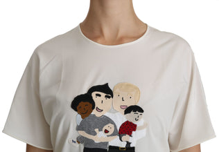 White #dgfamily Patch Short Sleeve Blouse Top Dolce & Gabbana
