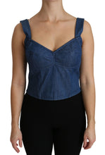 Blue Sleeveless Bustier Blouse Cotton Top Dolce & Gabbana