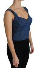 Blue Sleeveless Bustier Blouse Cotton Top Dolce & Gabbana