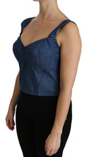 Blue Sleeveless Bustier Blouse Cotton Top Dolce & Gabbana