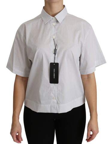 White Collared Short Sleeve Polo Shirt Top Dolce & Gabbana