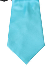 Light Blue Wide Mens Necktie Accessory 100% Silk Tie Dolce & Gabbana