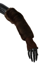 Brown Elbow Length Finger Less Fur Gloves Dolce & Gabbana