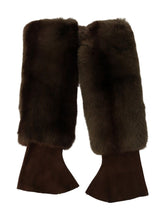 Brown Elbow Length Finger Less Fur Gloves Dolce & Gabbana