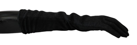 Black Gray Mid Arm Length Mittens Wool  Gloves Dolce & Gabbana