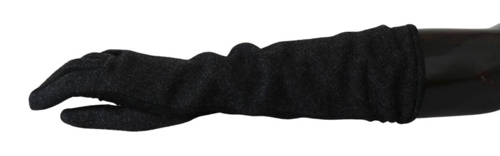 Black Gray Mid Arm Length Mittens Wool  Gloves Dolce & Gabbana