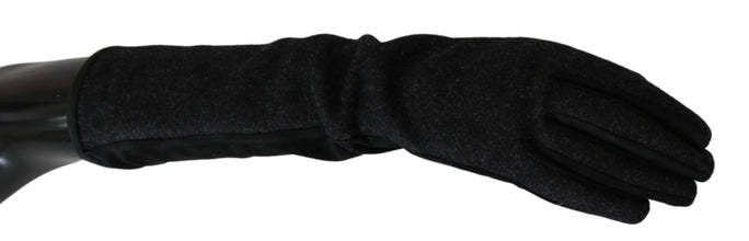 Black Gray Mid Arm Length Mittens Wool  Gloves Dolce & Gabbana