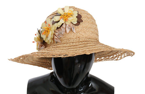 Beige Wide Brim Floral Bucket Capello Hat Dolce & Gabbana