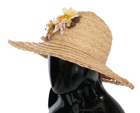 Beige Wide Brim Floral Bucket Capello Hat Dolce & Gabbana