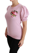 Pink Floral Embroidered Blouse Wool Top Dolce & Gabbana