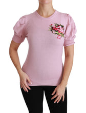 Pink Floral Embroidered Blouse Wool Top Dolce & Gabbana