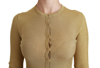 Gold Long Sleeve Cardigan Viscose Sweater Dolce & Gabbana